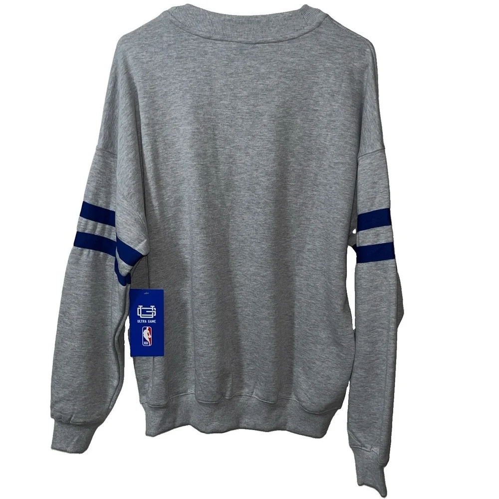 NBA New York Knicks Sweatshirt Gray with Blue embroidery Orange Deco Size M NWT